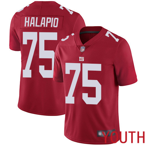 Youth New York Giants #75 Jon Halapio Red Limited Red Inverted Legend Football NFL Jersey